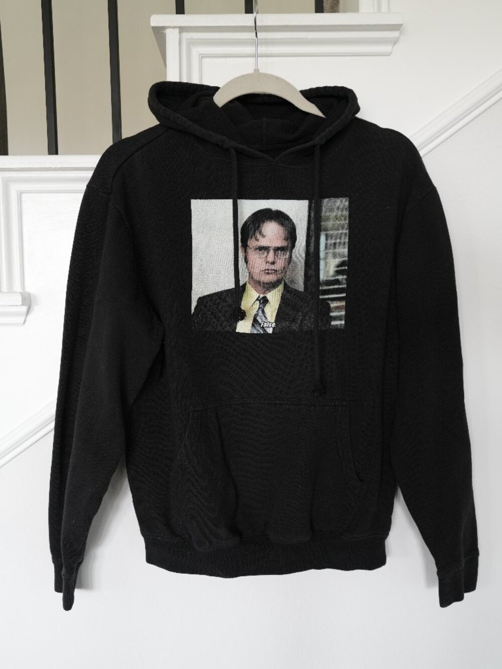 The Office Dwight Schrute "False." Black Graphic Hoodie Men's